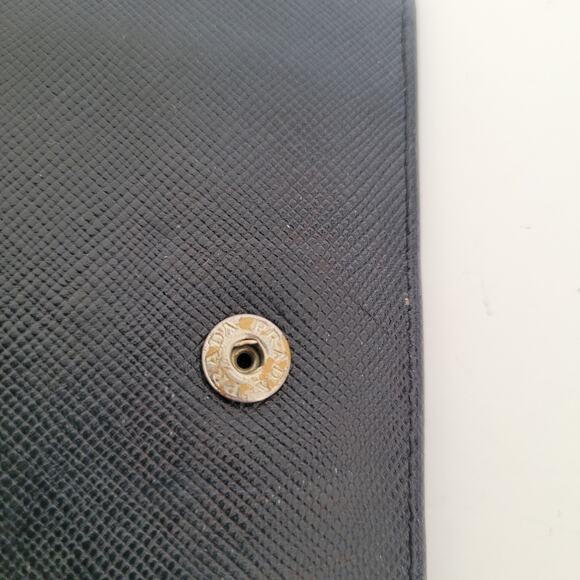 PRADA Black Nero Saffiano Leather Wallet Large Bifold Compact Unisex Authentic - Picture 9 of 14